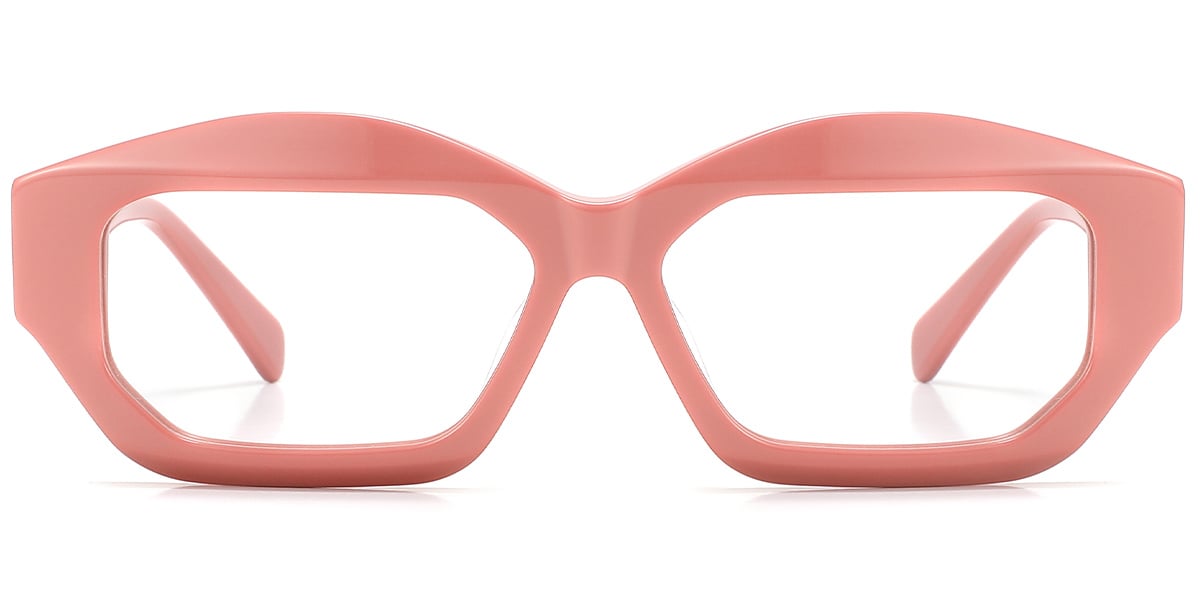 Acetate Rectangle Geometric Reading Glasses pink