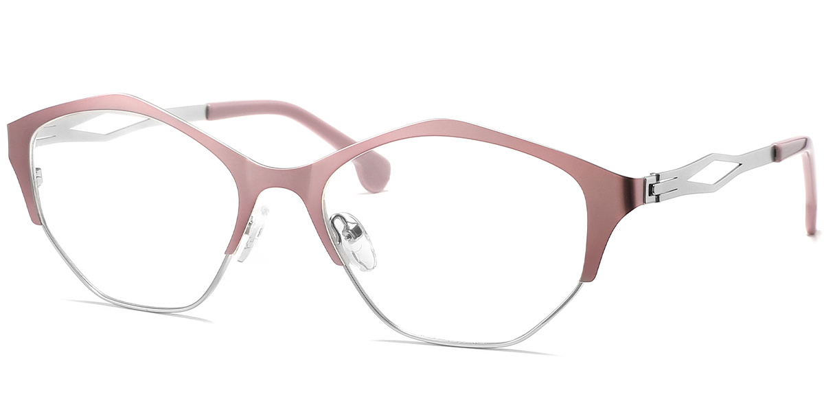 Geometric Reading Glasses silver-pink