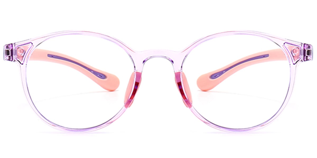 Kid's Round Reading Glasses translucent-purple