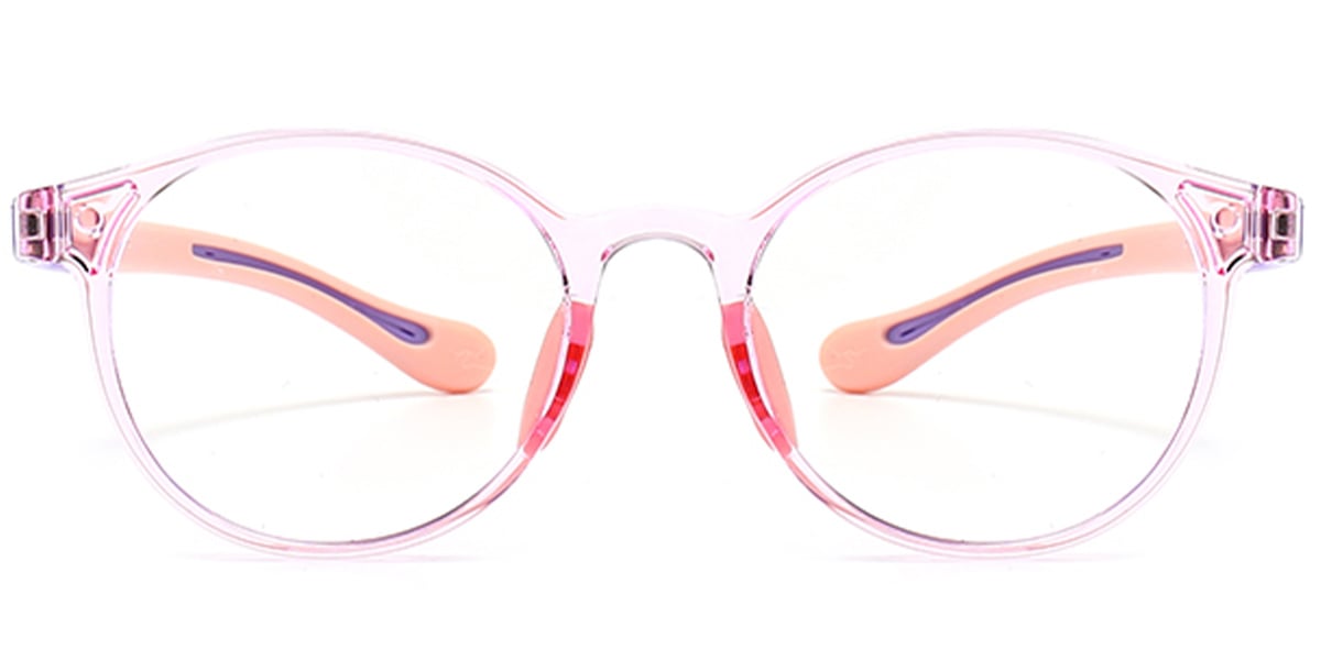 Kid's Round Reading Glasses translucent-pink