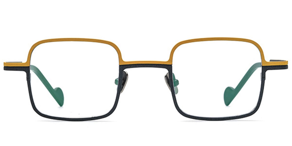 Titanium Square Reading Glasses pattern-yellow