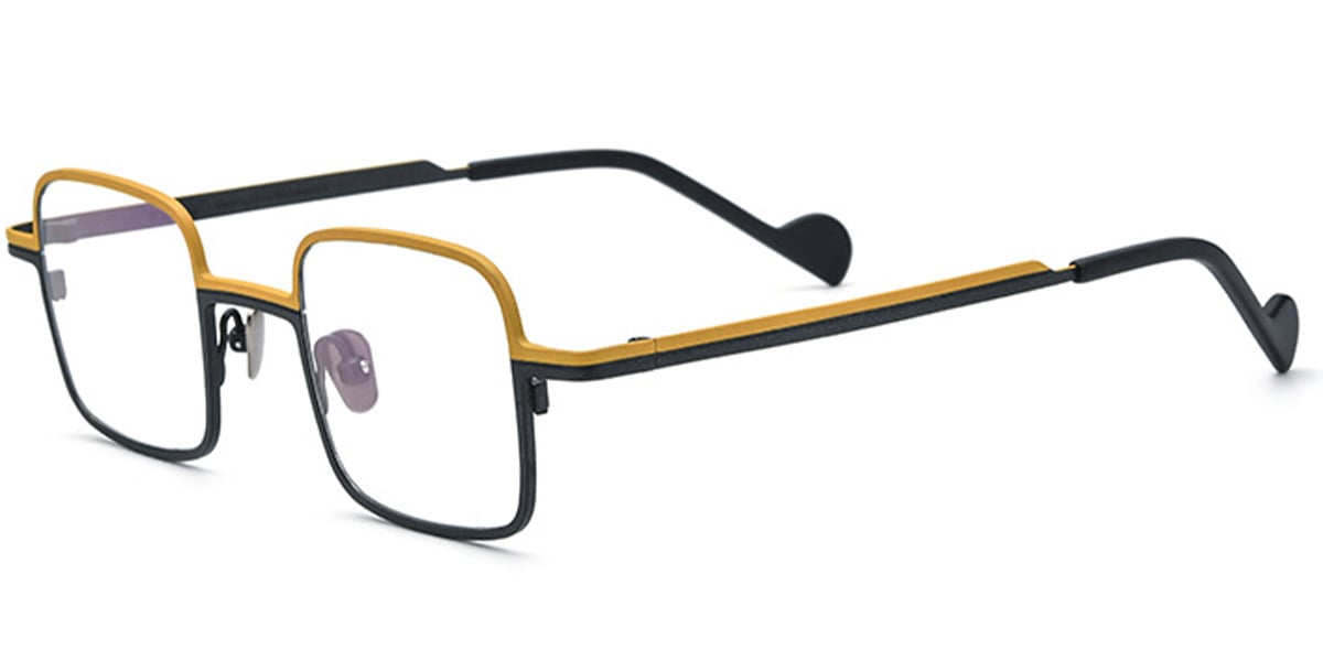 Titanium Square Reading Glasses pattern-yellow