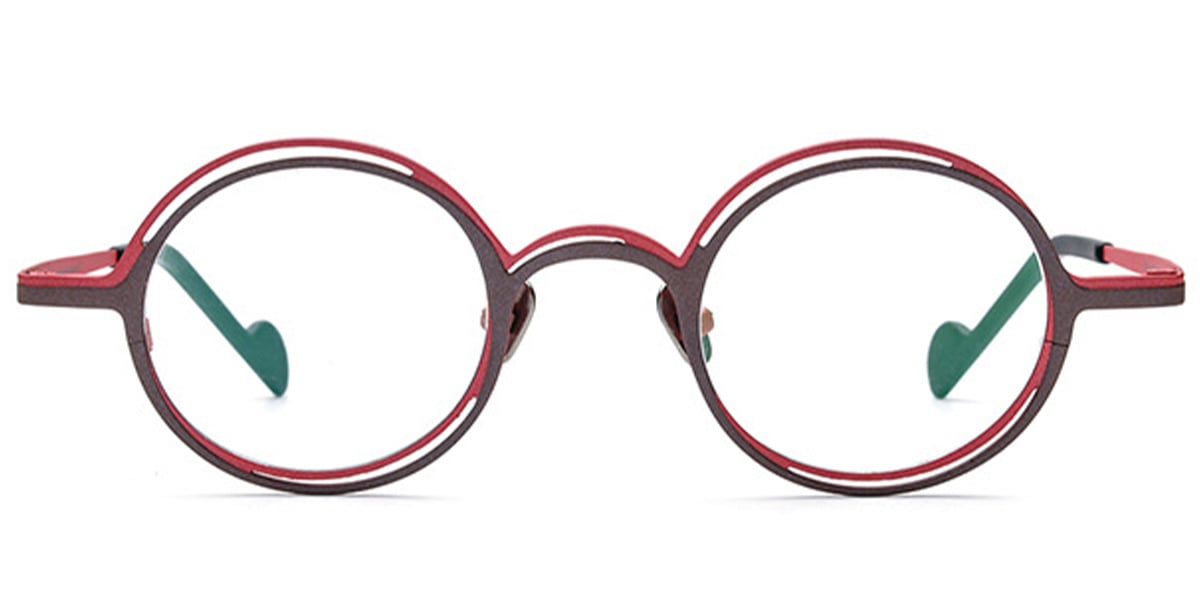 Titanium Round Reading Glasses pattern-red