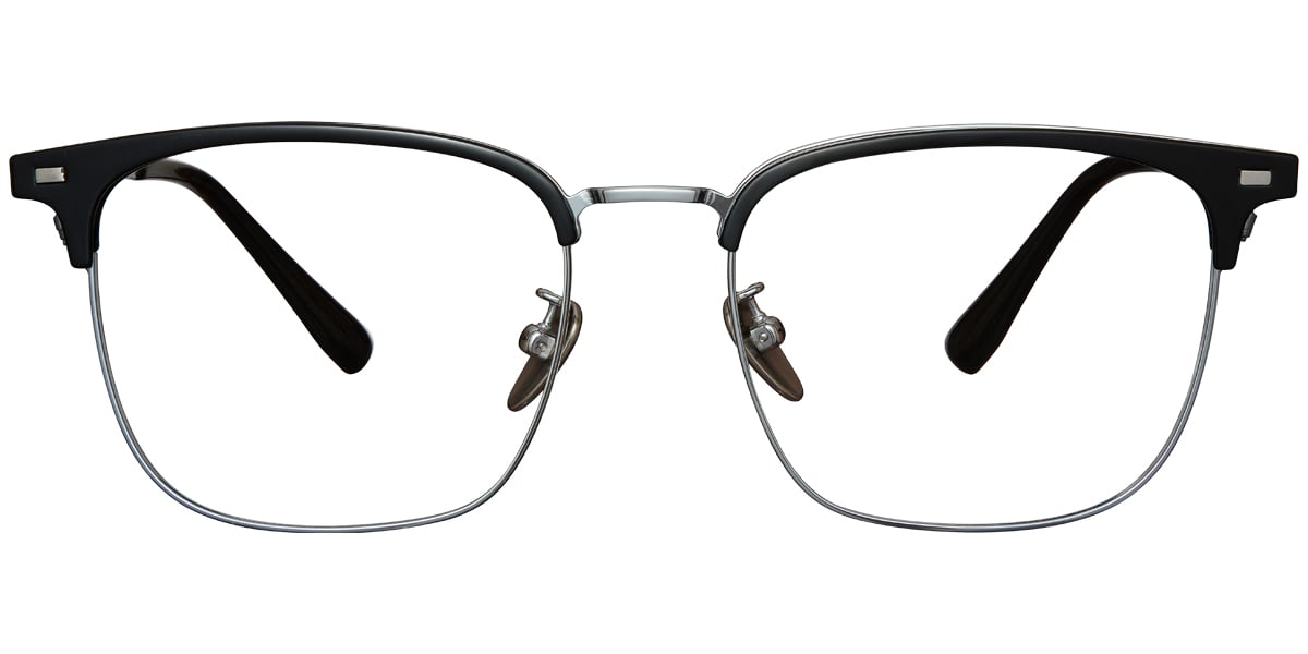 Titanium Square Reading Glasses black-silver