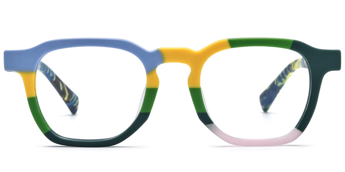 Acetate Square Reading Glasses pattern-yellow