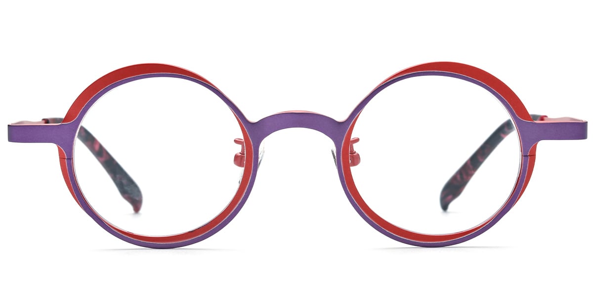 Titanium Round Reading Glasses pattern-purple