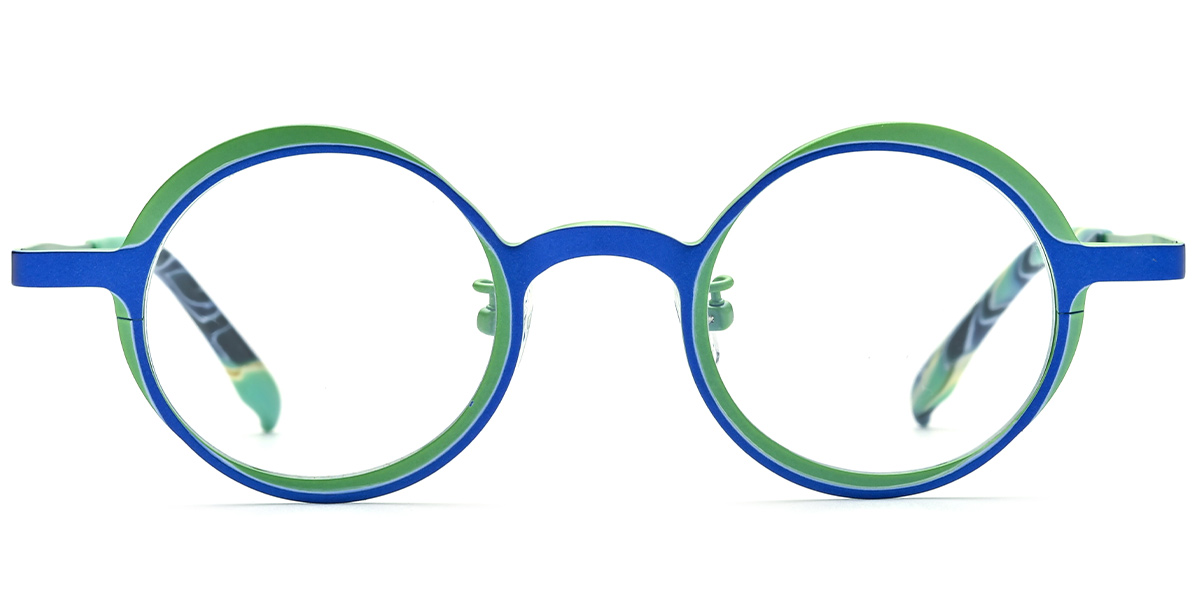 Titanium Round Reading Glasses pattern-blue