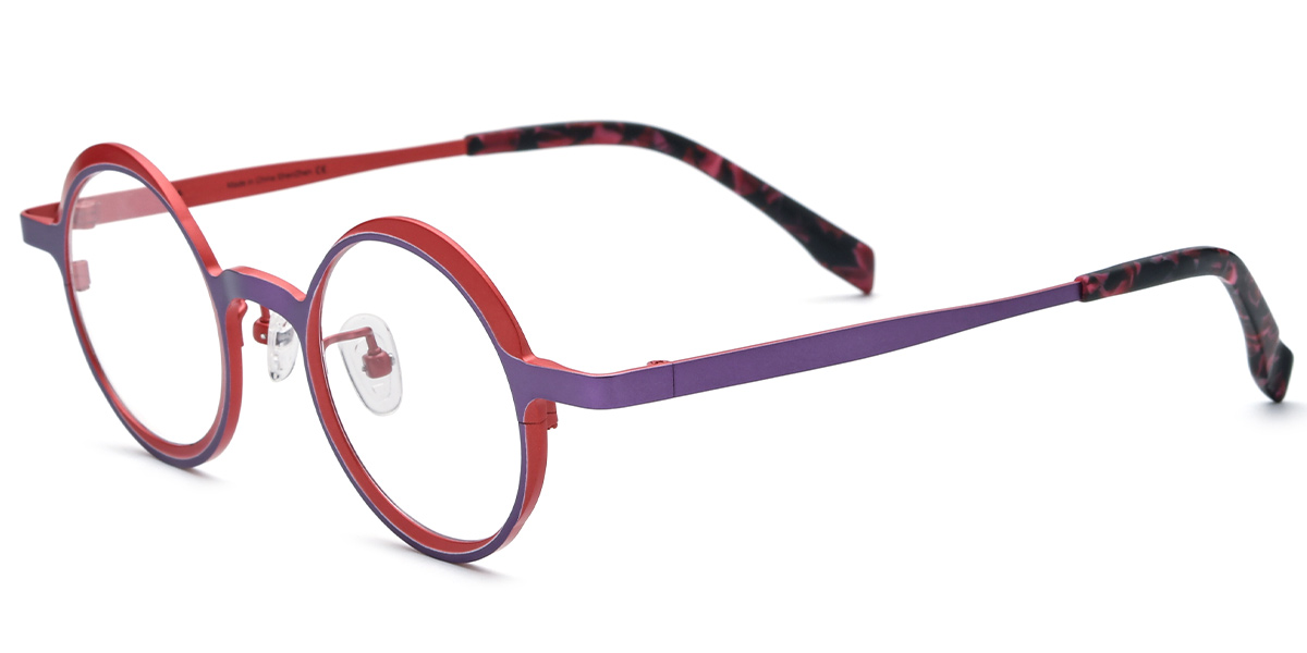 Titanium Round Reading Glasses pattern-purple