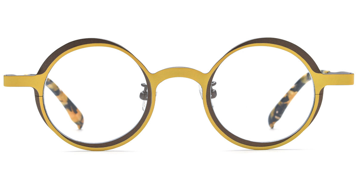 Titanium Round Reading Glasses pattern-yellow
