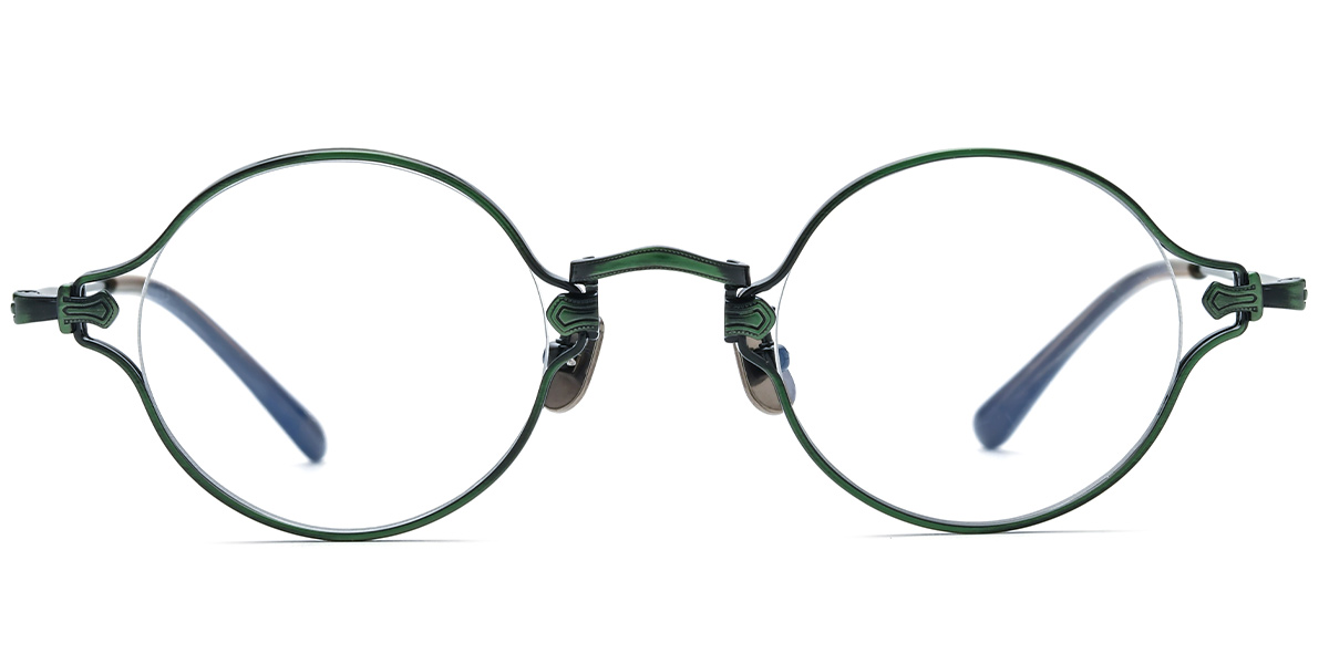 Titanium Round Reading Glasses green