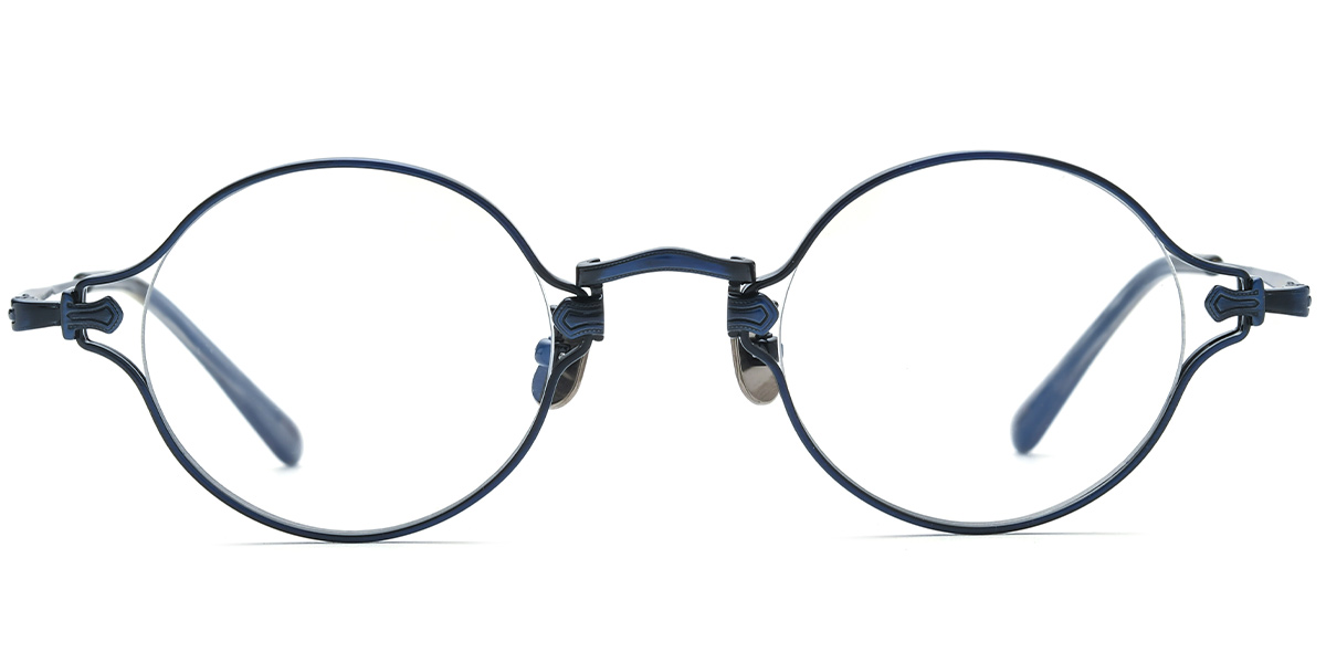 Titanium Round Reading Glasses blue