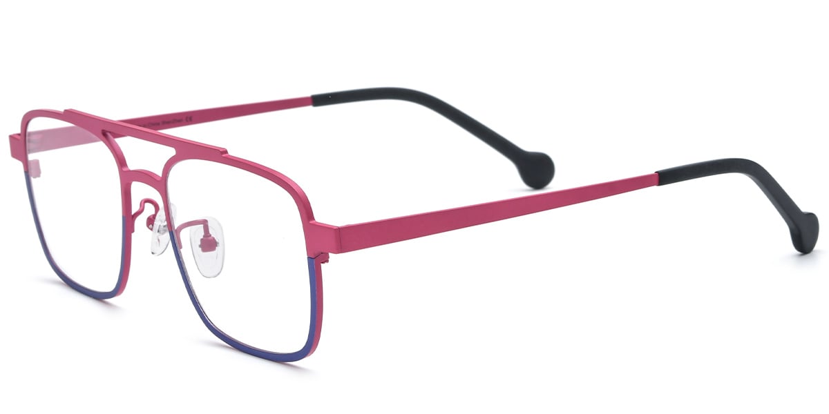 Titanium Square Reading Glasses pattern-rose