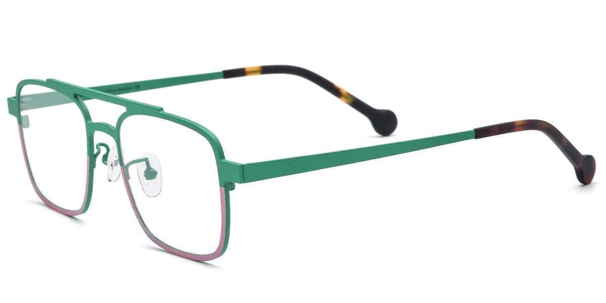 Titanium Square Reading Glasses pattern-green