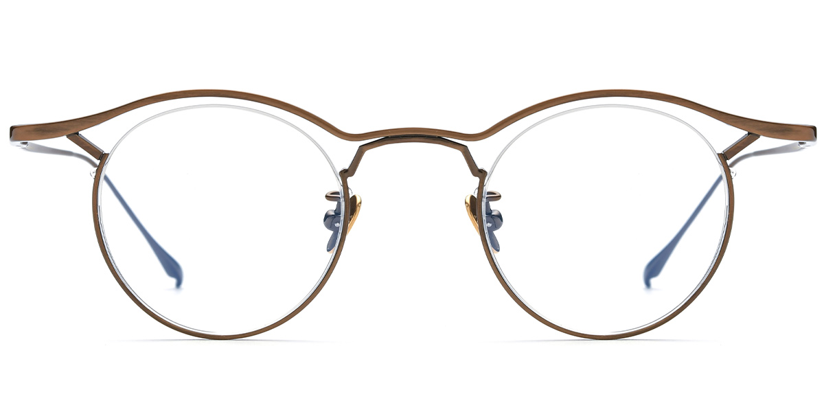 Titanium Round Reading Glasses brown