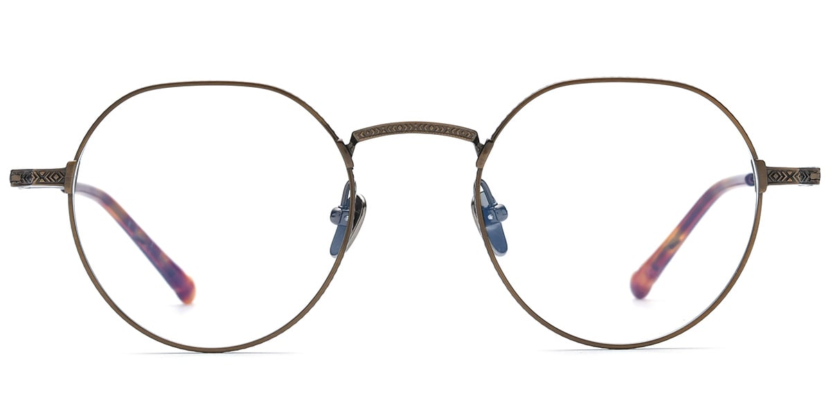 Titanium Geometric Reading Glasses brown