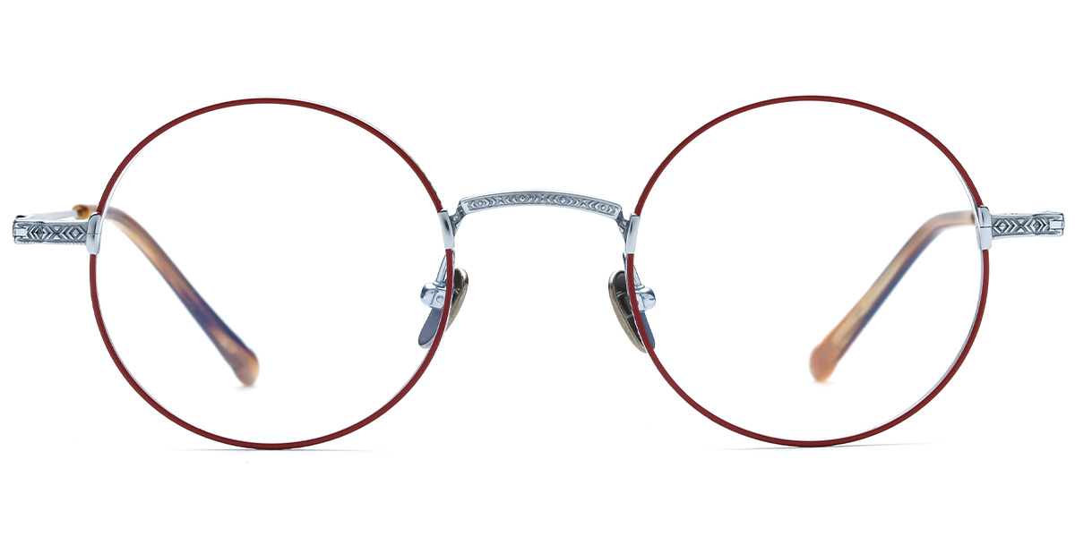 Titanium Round Reading Glasses silver-red