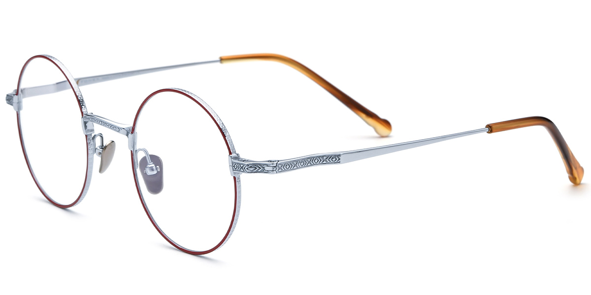 Titanium Round Reading Glasses silver-red