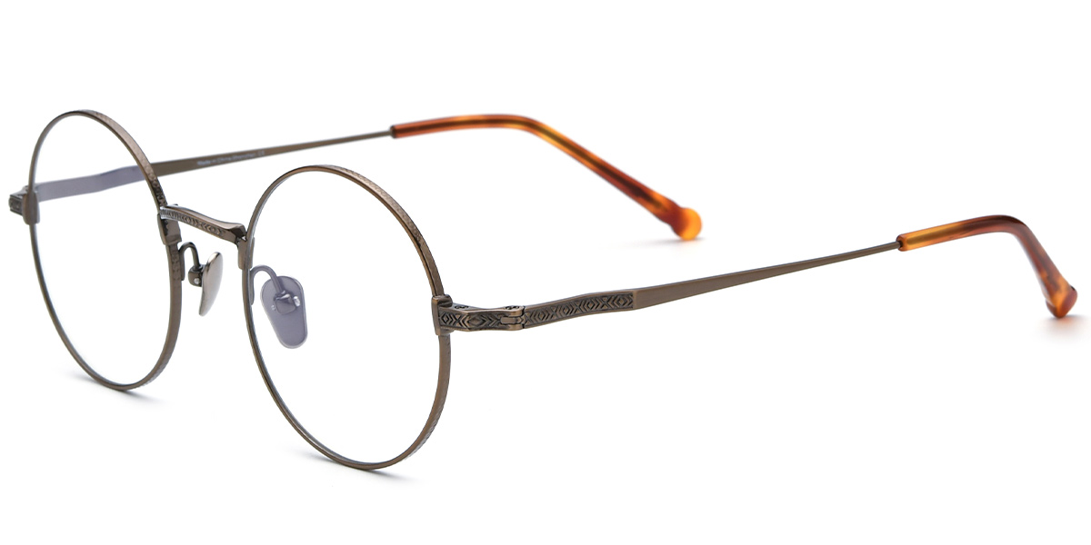 Titanium Round Reading Glasses brown