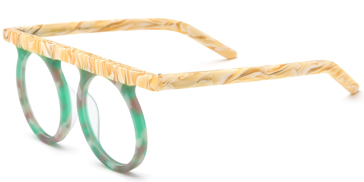 Acetate Round Reading Glasses pattern-green