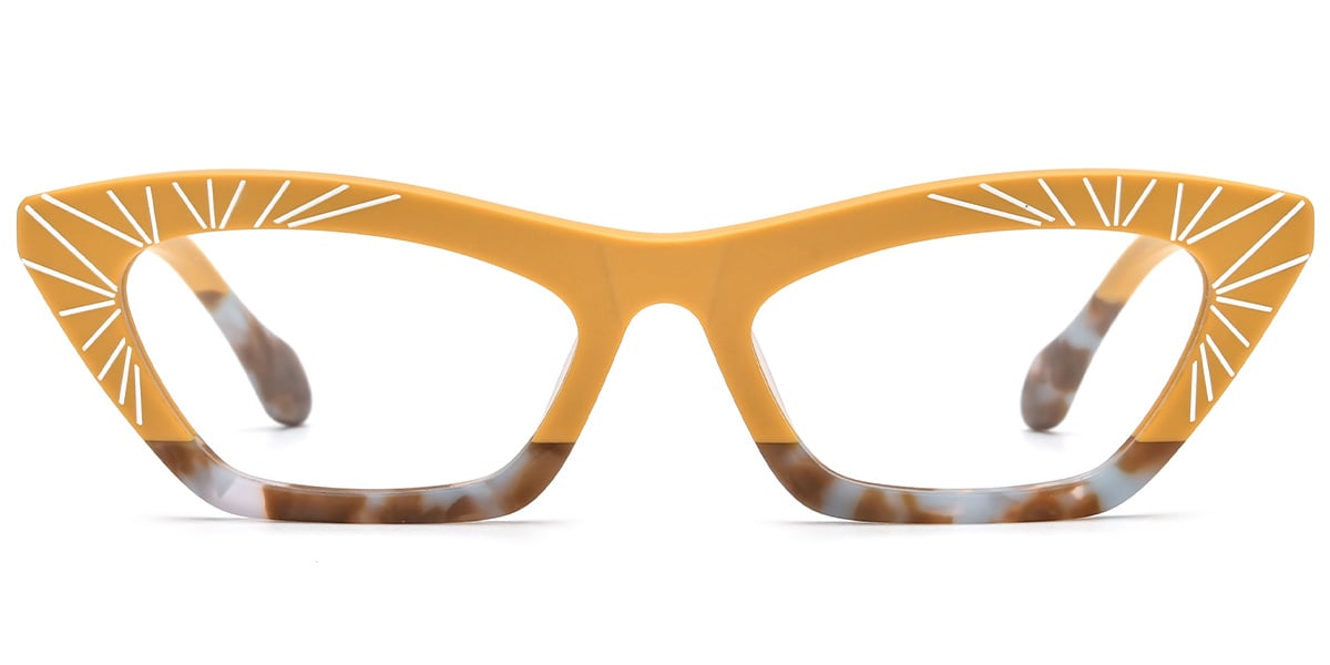 Acetate Rectangle Cat Eye Reading Glasses pattern-yellow