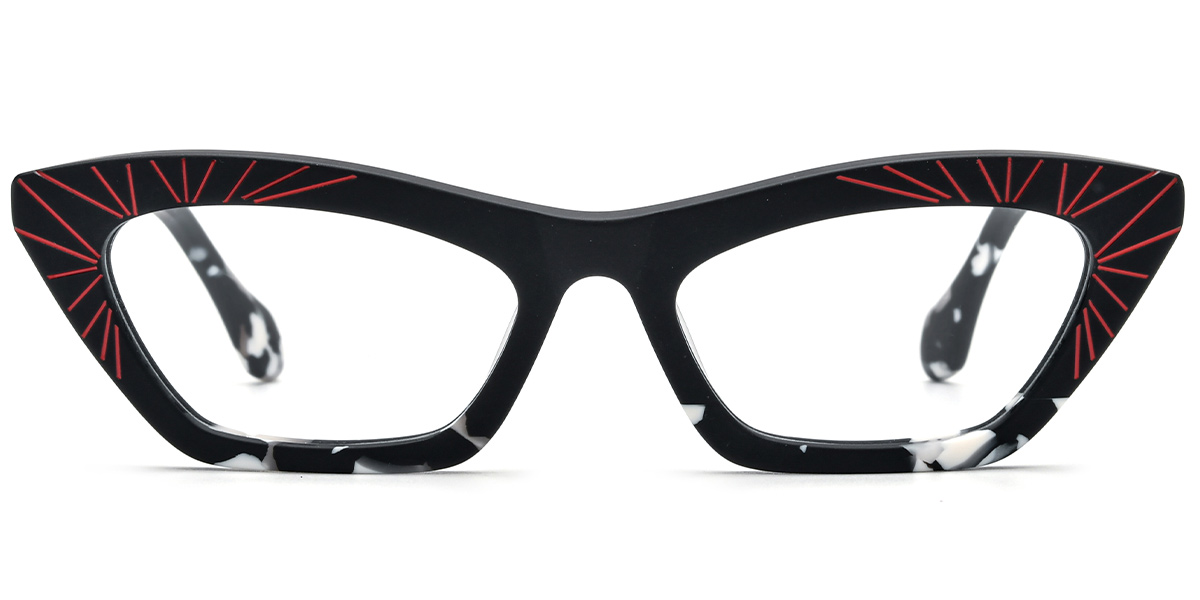 Acetate Rectangle Cat Eye Reading Glasses pattern-black