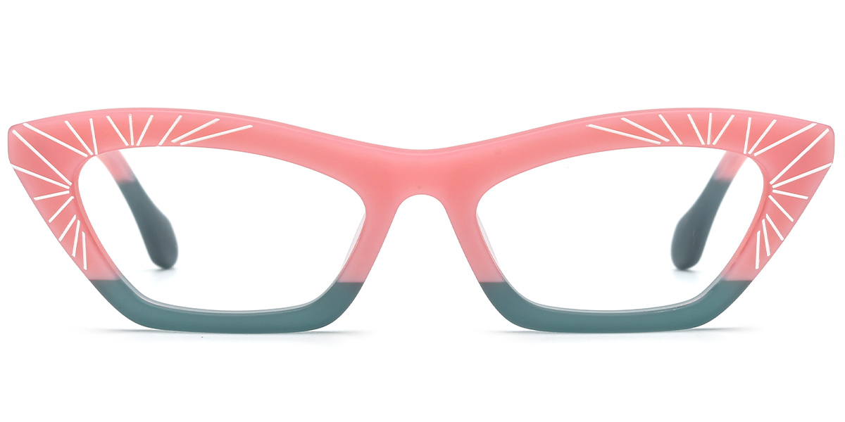 Acetate Rectangle Cat Eye Reading Glasses pattern-pink