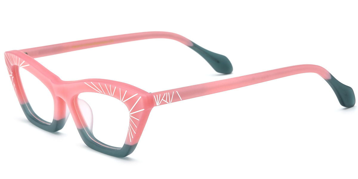 Acetate Rectangle Cat Eye Reading Glasses pattern-pink