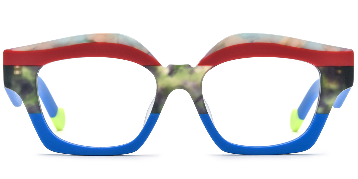 Acetate Square Geometric Reading Glasses pattern-blue