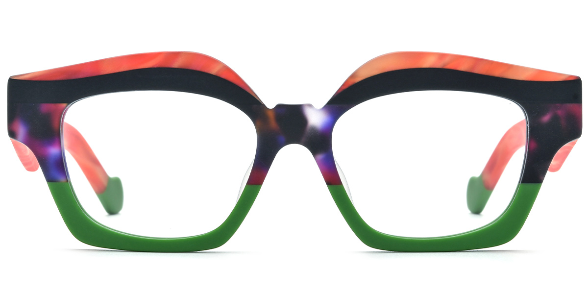 Acetate Square Geometric Reading Glasses pattern-green