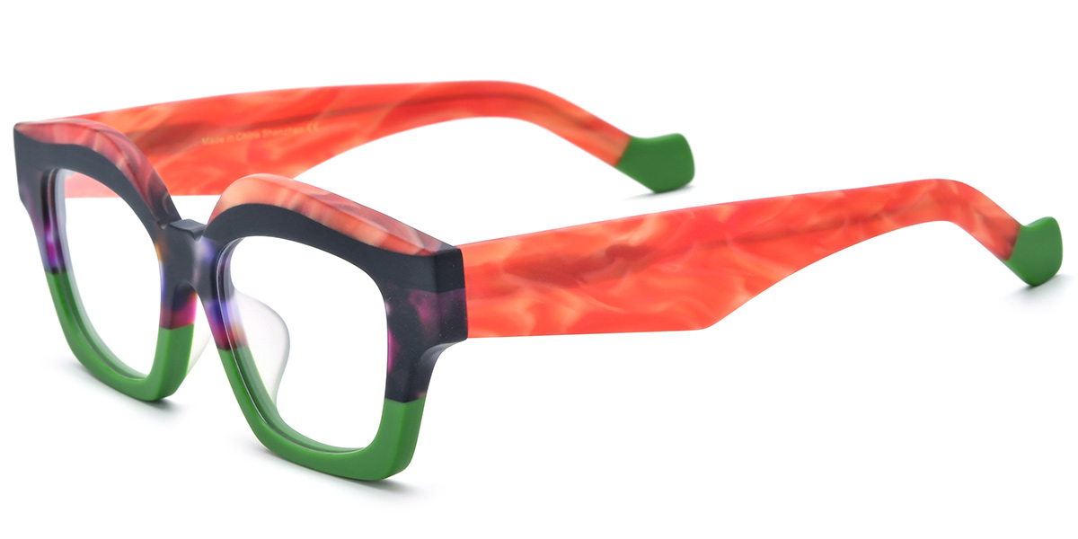 Acetate Square Geometric Reading Glasses pattern-green