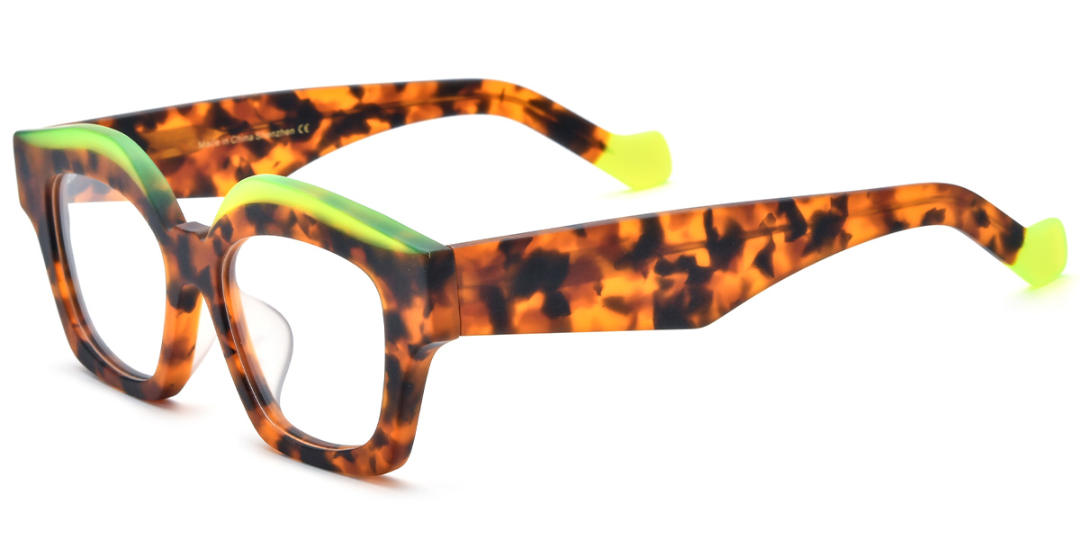 Acetate Square Geometric Reading Glasses pattern-tortoiseshell