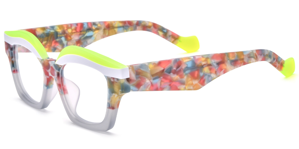 Acetate Square Geometric Reading Glasses pattern-grey