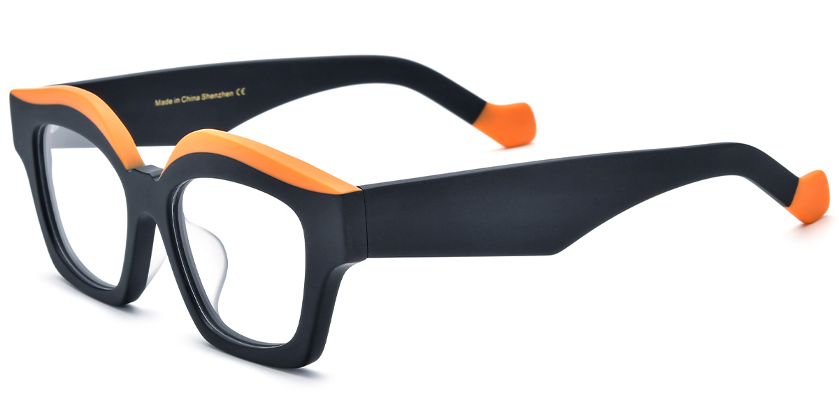 Acetate Square Geometric Reading Glasses pattern-black