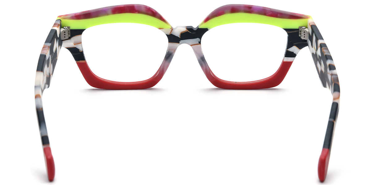 Acetate Square Geometric Reading Glasses pattern-red