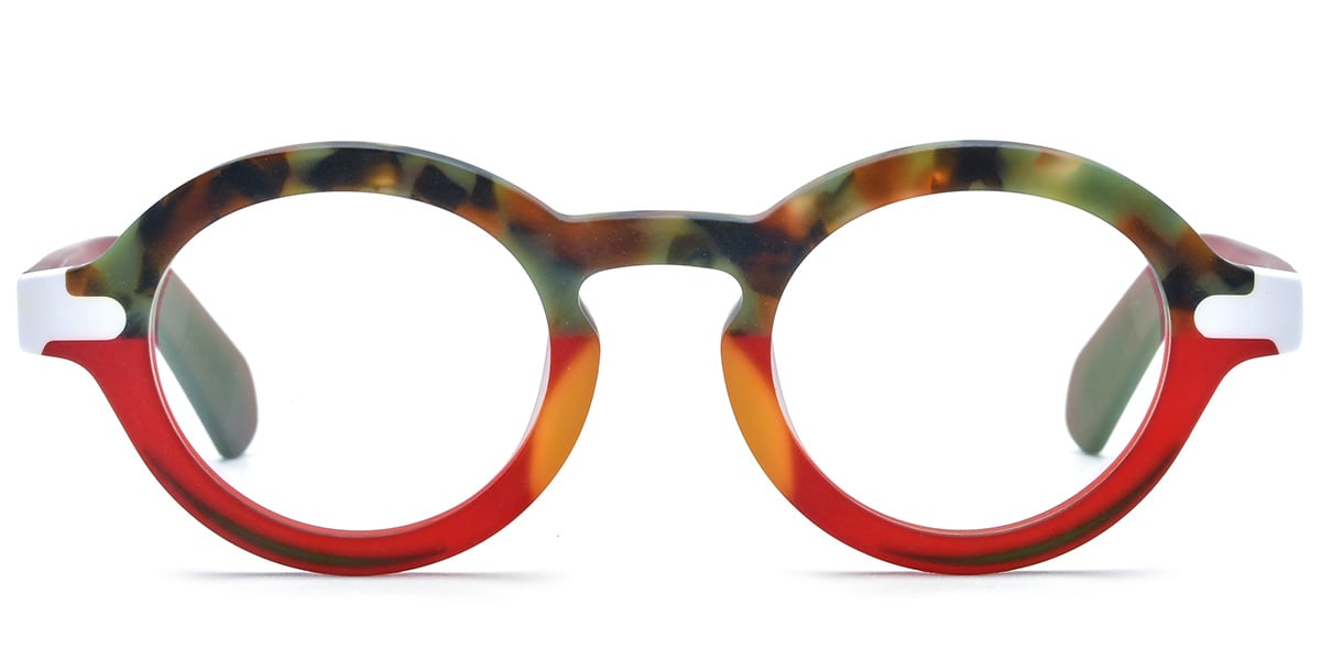 Acetate Round Reading Glasses pattern-red