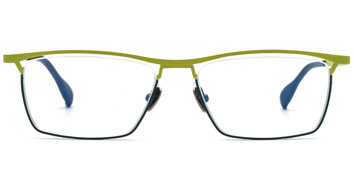 Titanium Rectangle Reading Glasses yellow