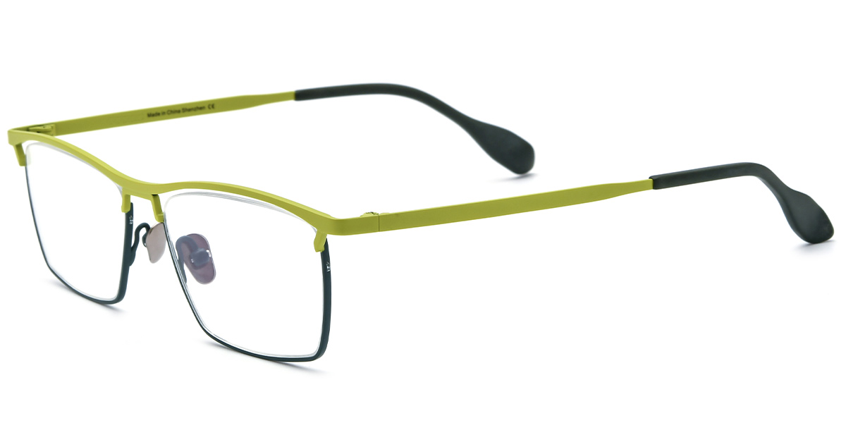 Titanium Rectangle Reading Glasses yellow