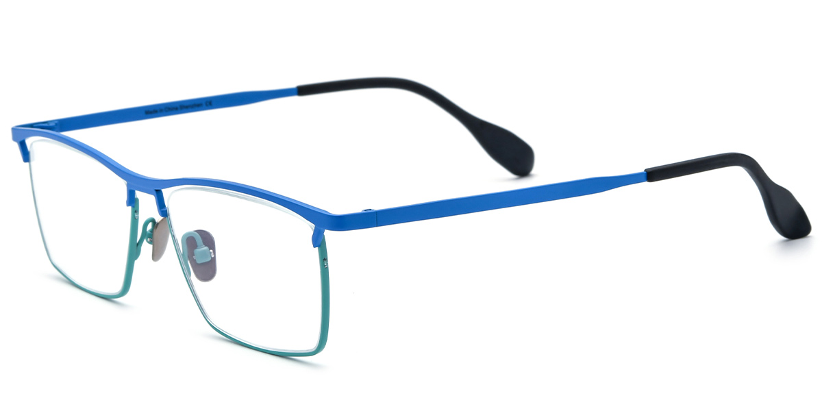 Titanium Rectangle Reading Glasses blue