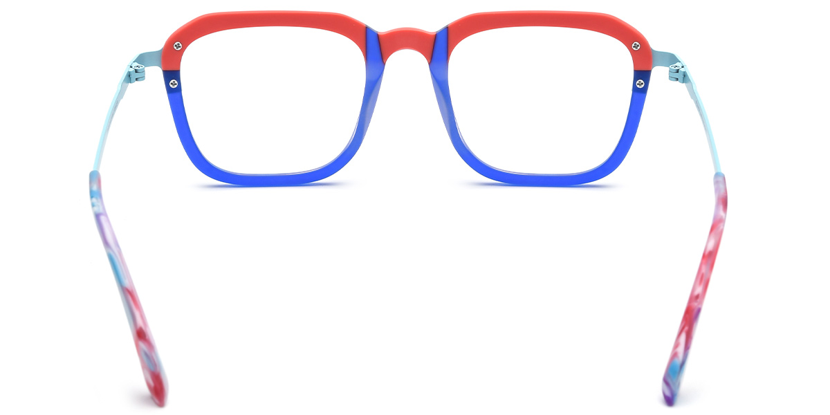Acetate & Titanium Square Reading Glasses pattern-blue