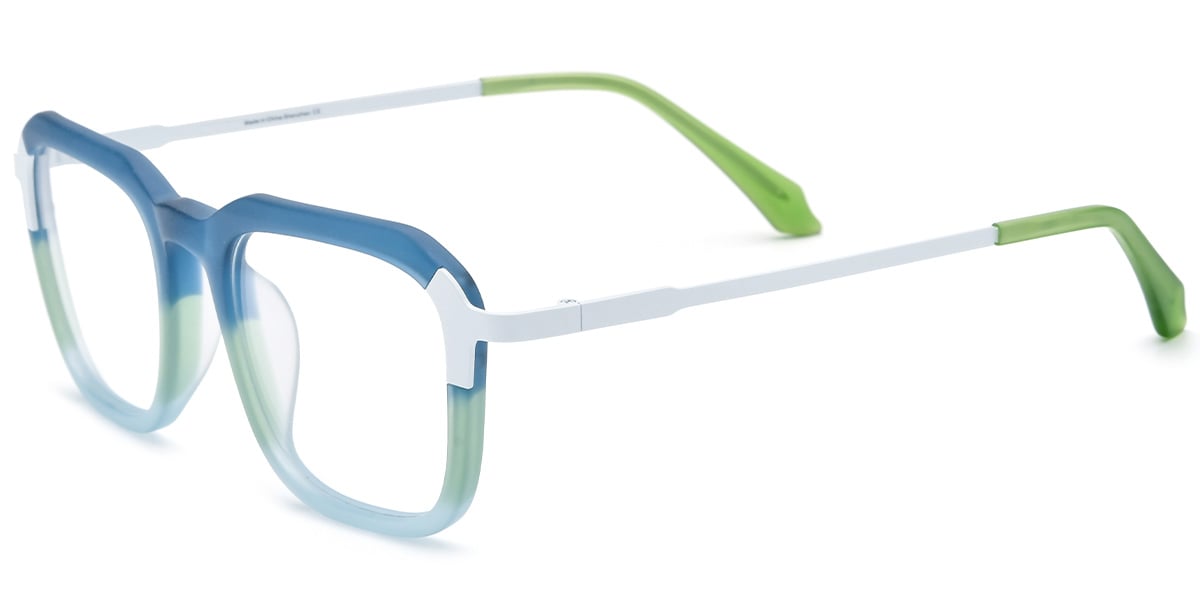 Acetate & Titanium Square Reading Glasses pattern-green