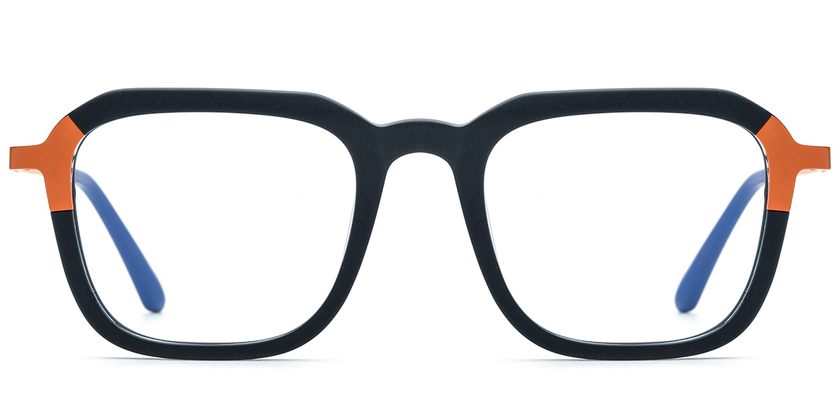 Acetate & Titanium Square Reading Glasses pattern-black
