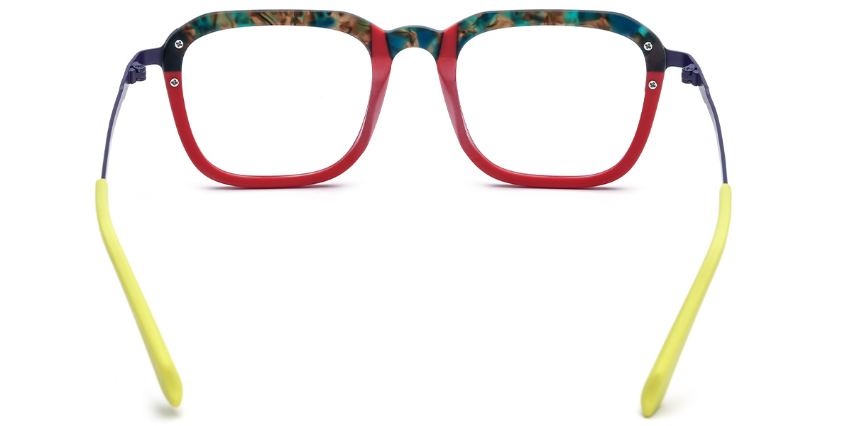 Acetate & Titanium Square Reading Glasses pattern-red