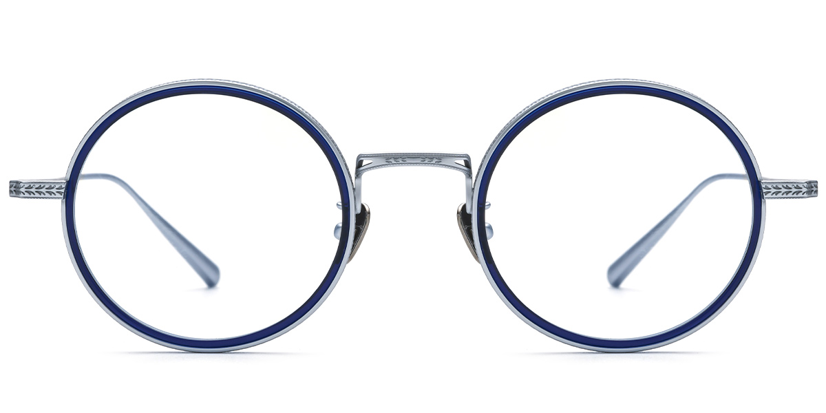 Titanium Round Reading Glasses silver-blue