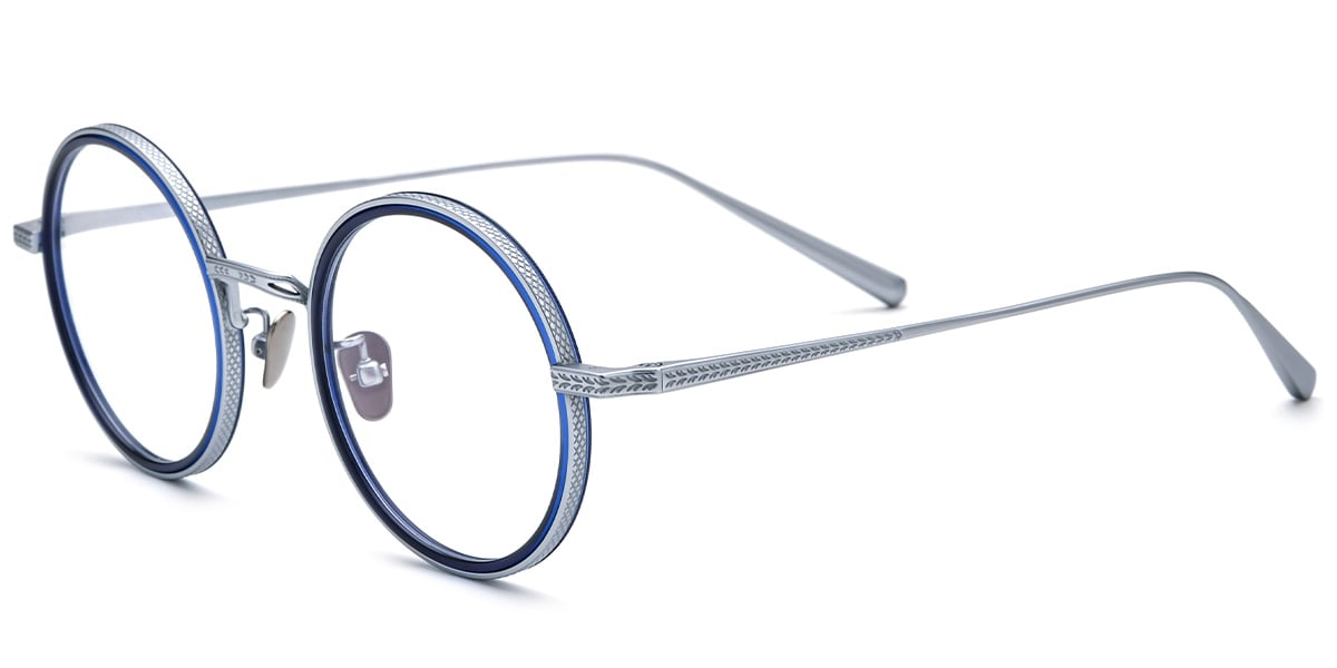 Titanium Round Reading Glasses silver-blue