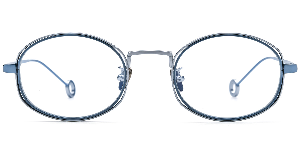 Titanium Oval Reading Glasses silver-blue