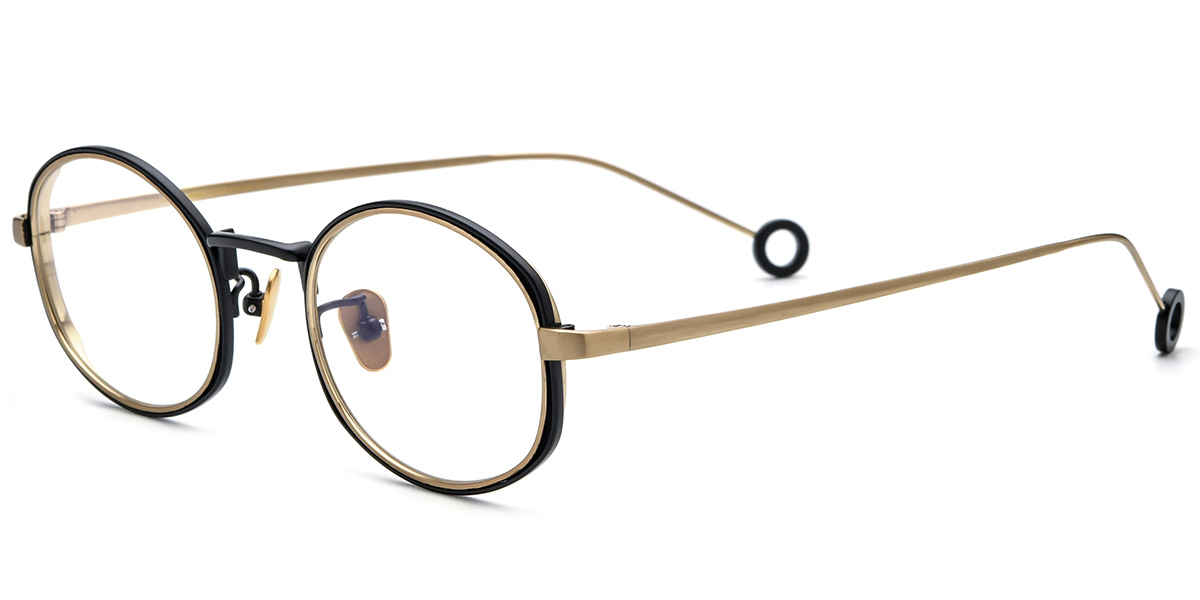Titanium Oval Reading Glasses black-gold