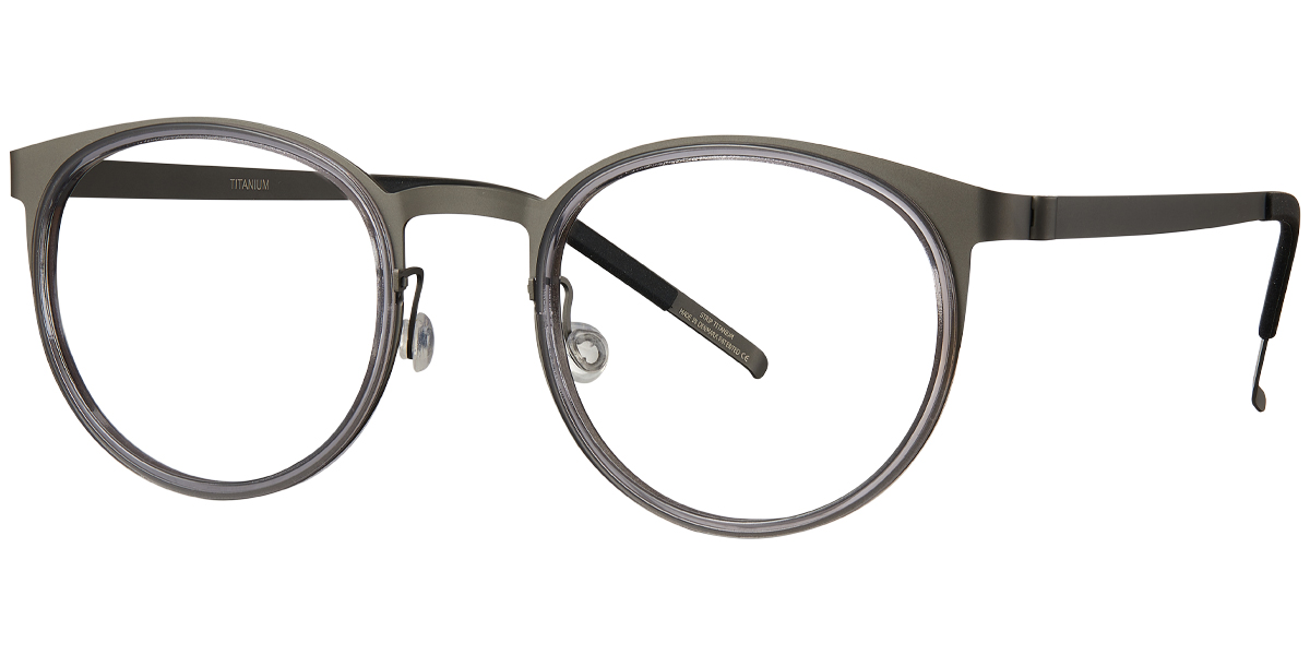 Acetate & Titanium Round Reading Glasses translucent-grey