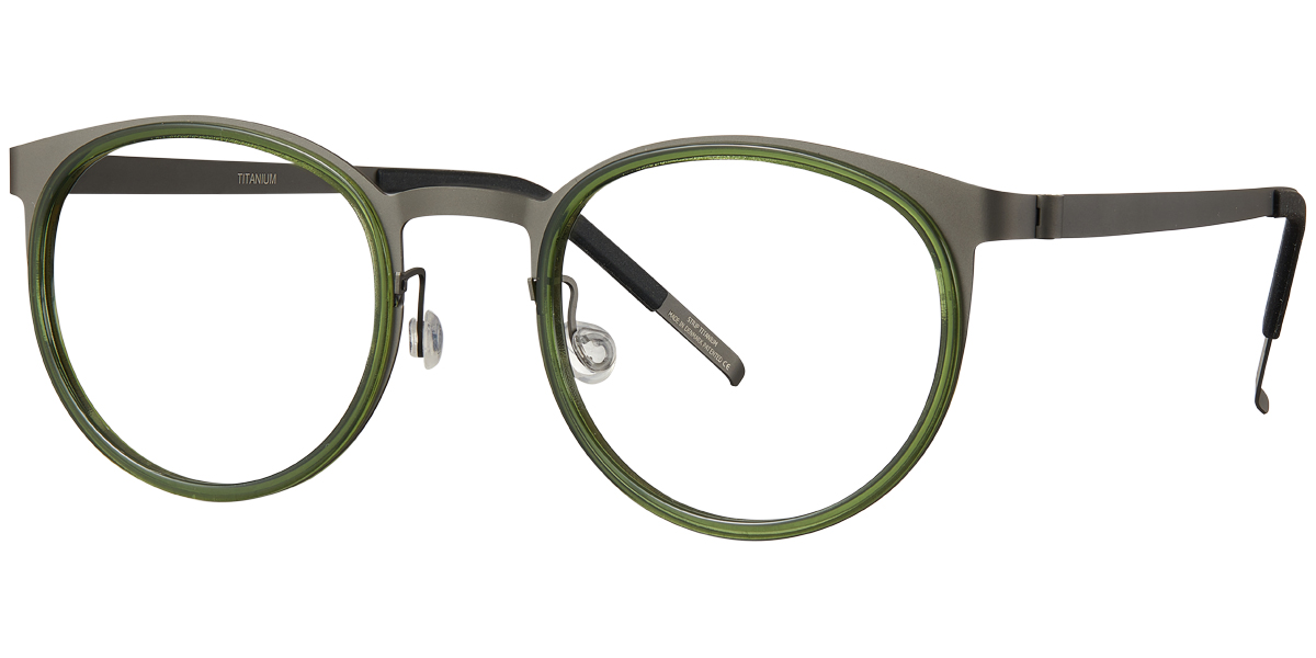 Acetate & Titanium Round Reading Glasses translucent-green