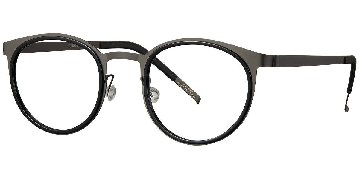 Acetate & Titanium Round Reading Glasses black-grey