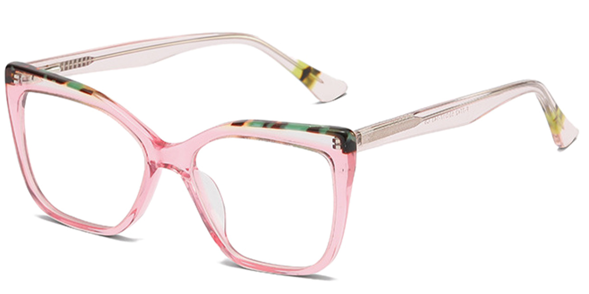 Acetate Rectangle Reading Glasses pattern-pink